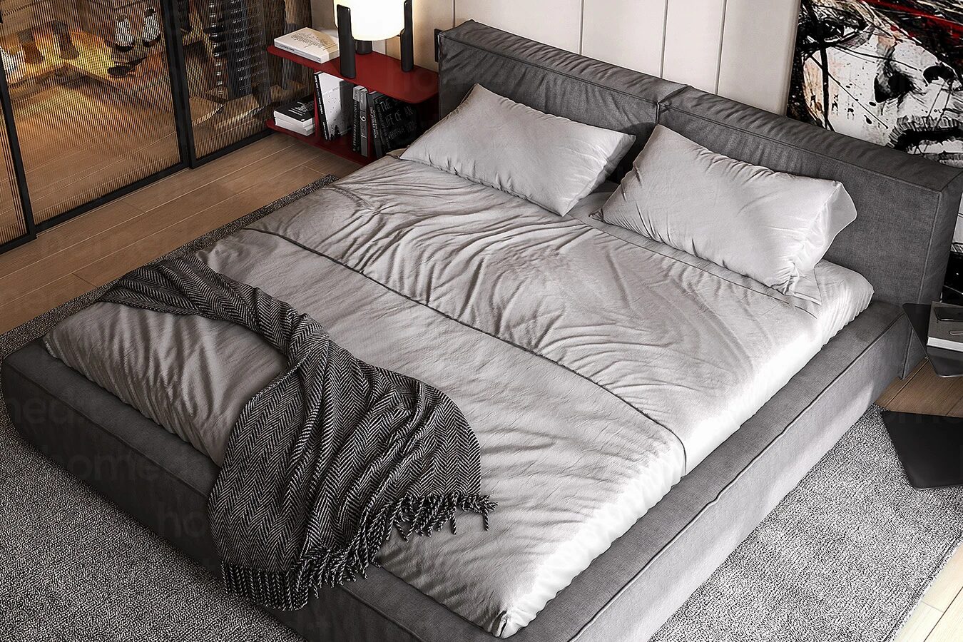 Изображение Кровать "Аляска" Charcoal Grey в интерьере