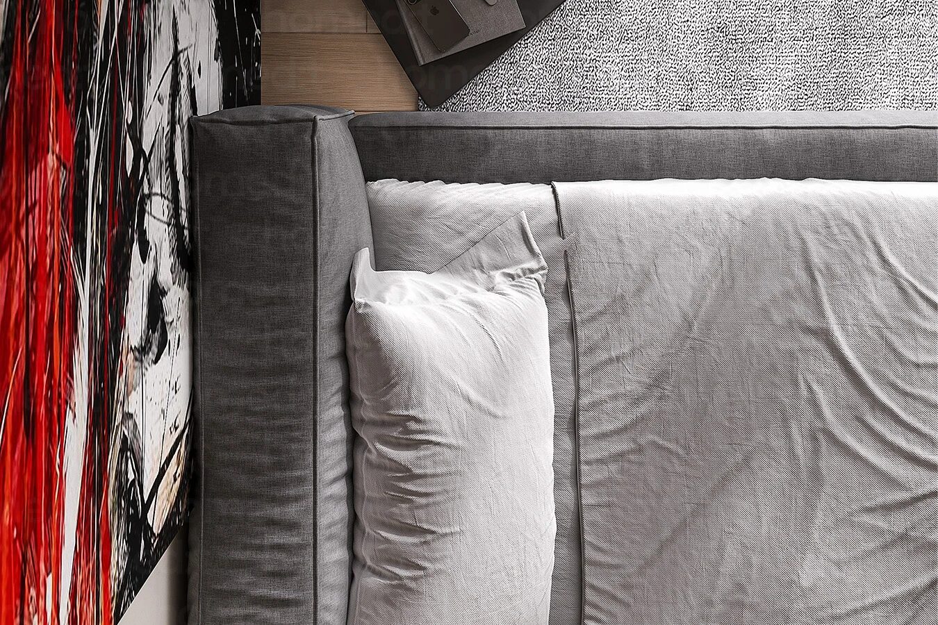 Изображение Кровать "Аляска" Charcoal Grey в интерьере