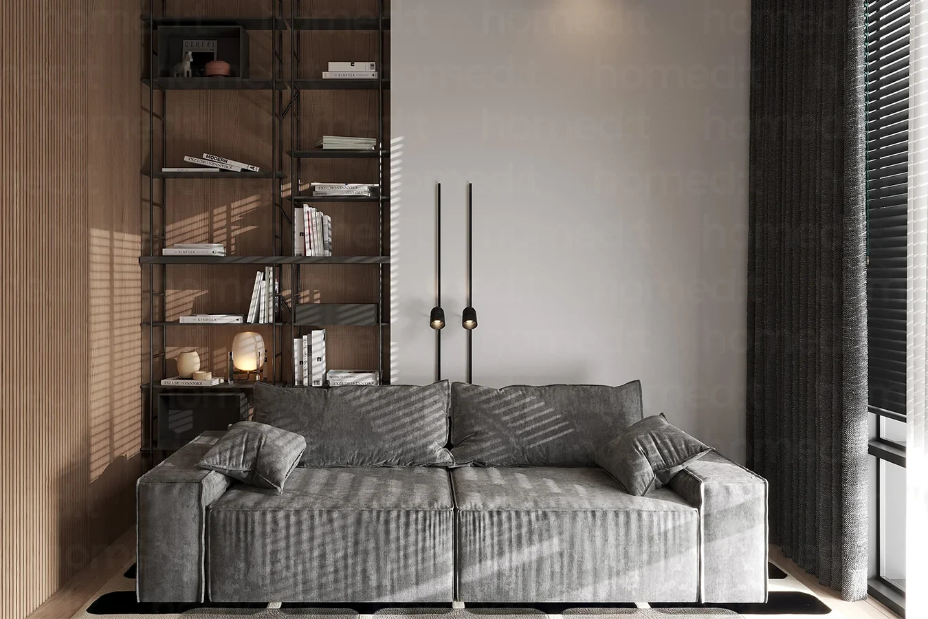 На фото: Диван "Монго" Medium Grey фото в интерьере