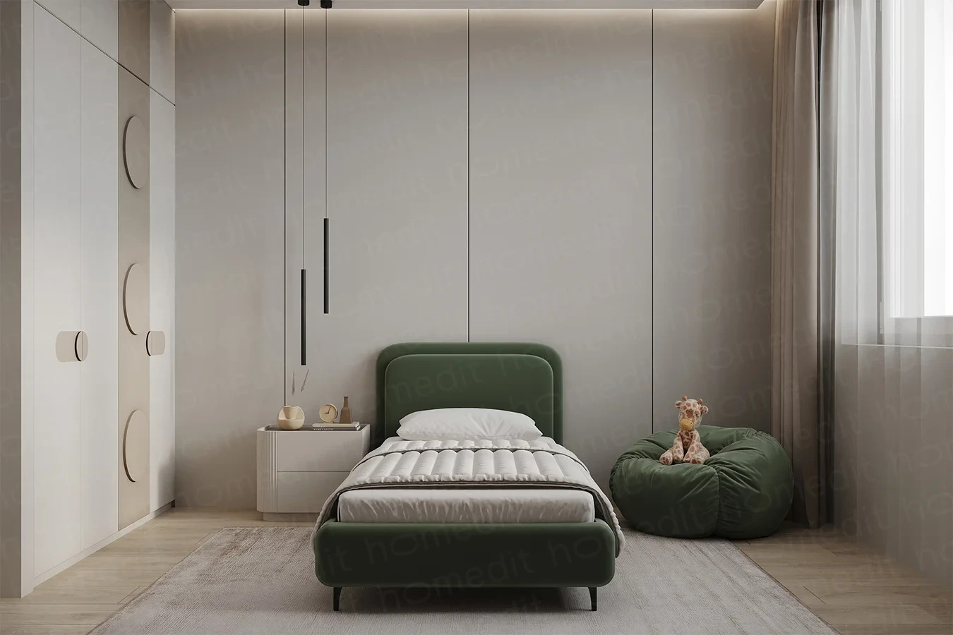 На фото: Кровать "Гавана" Green Bushes фото в интерьере