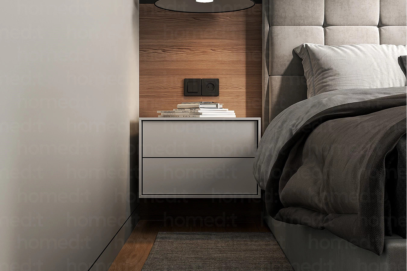 Изображение Кровать "Модена" PRO Light Grey в интерьере