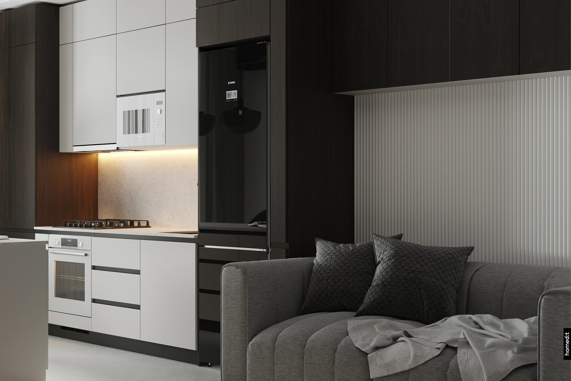 Кухня и диван