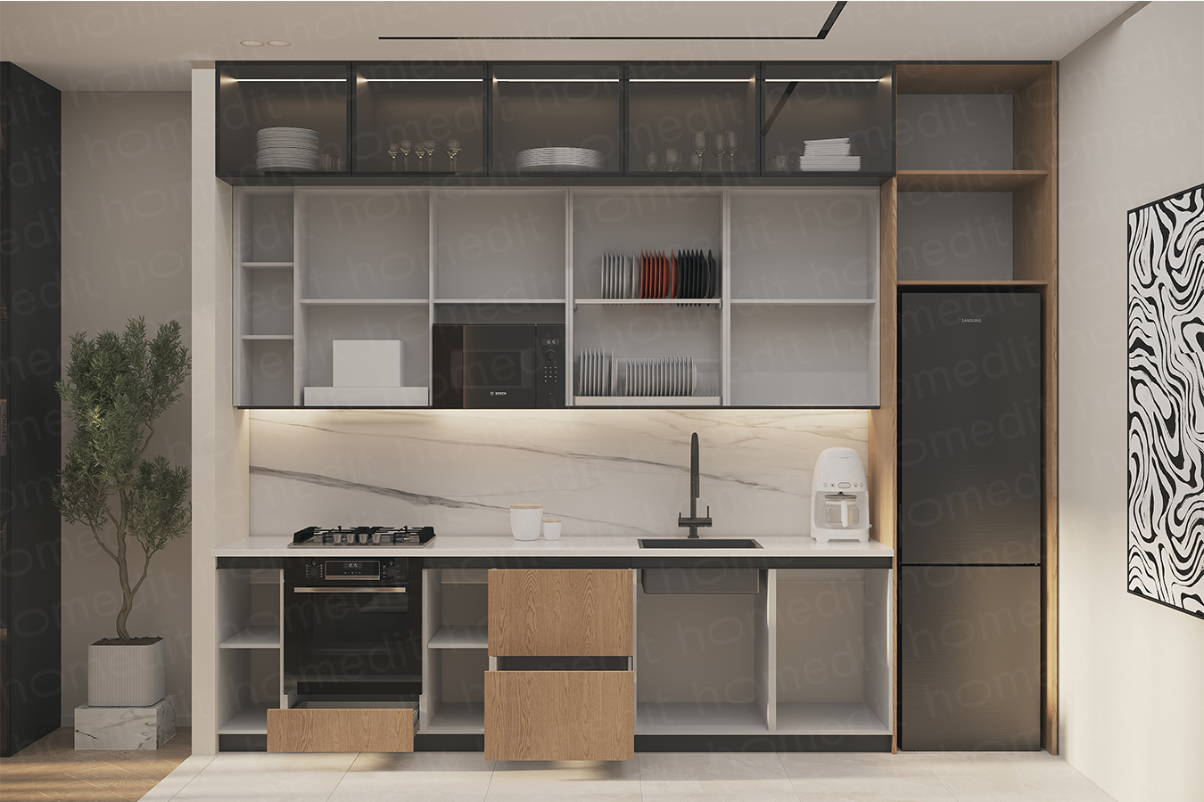 На фото: Кухонный гарнитур "Лида" Natural Casella фото в интерьере