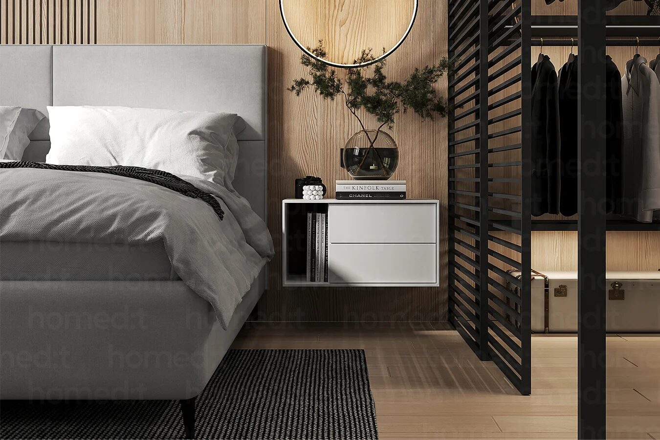 Изображение Кровать "Осло" Soft Grey в интерьере