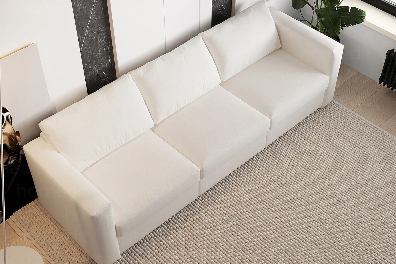 На фото: Диван "Оксфорд" White Sand фото в интерьере