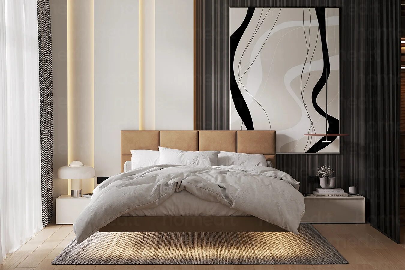 На фото: Кровать "Прага" Brick House фото в интерьере