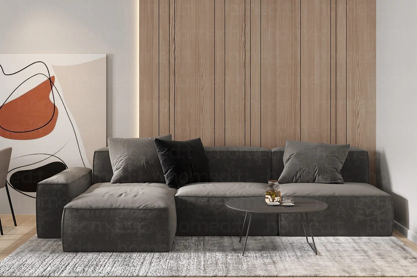 На фото: Диван "Рочестер" Tree Bark фото в интерьере