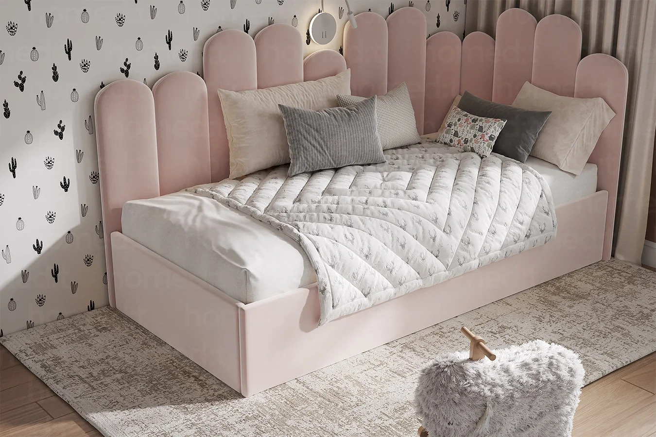 Изображение Кровать "Шеннон" Ultra Rose в интерьере