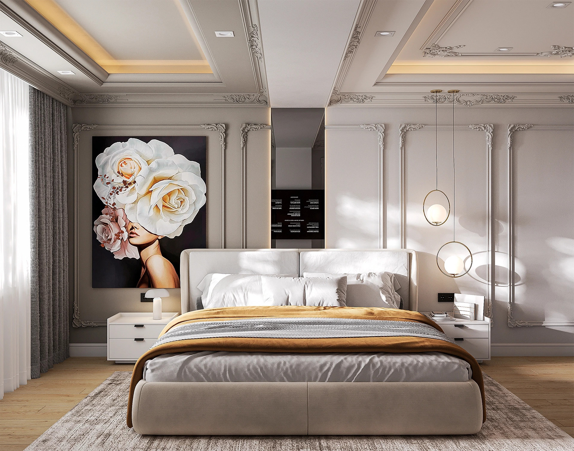 Расположение кровати и тумб в спальне