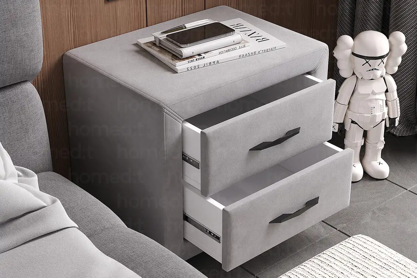 Изображение Прикроватная тумба "Лима" Light Grey в интерьере