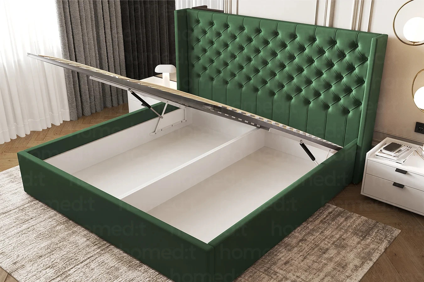 Изображение Кровать "Венеция" PRO True Green в интерьере