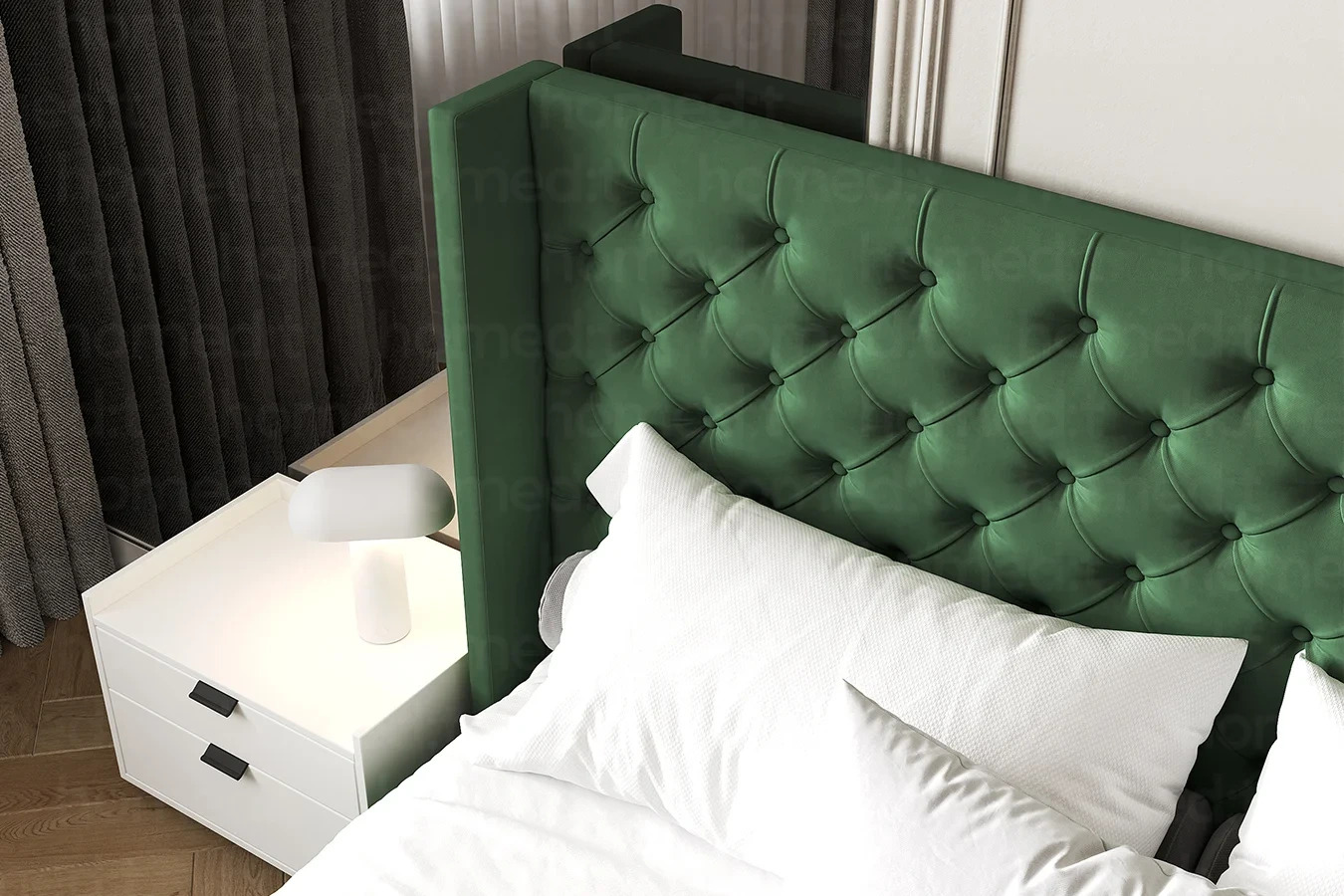 Изображение Кровать "Венеция" PRO True Green в интерьере