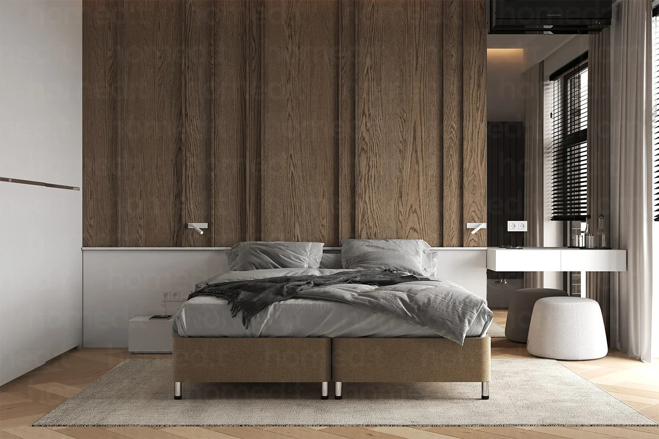 На фото: Кровать "Верона" Bahama Biscuit фото в интерьере