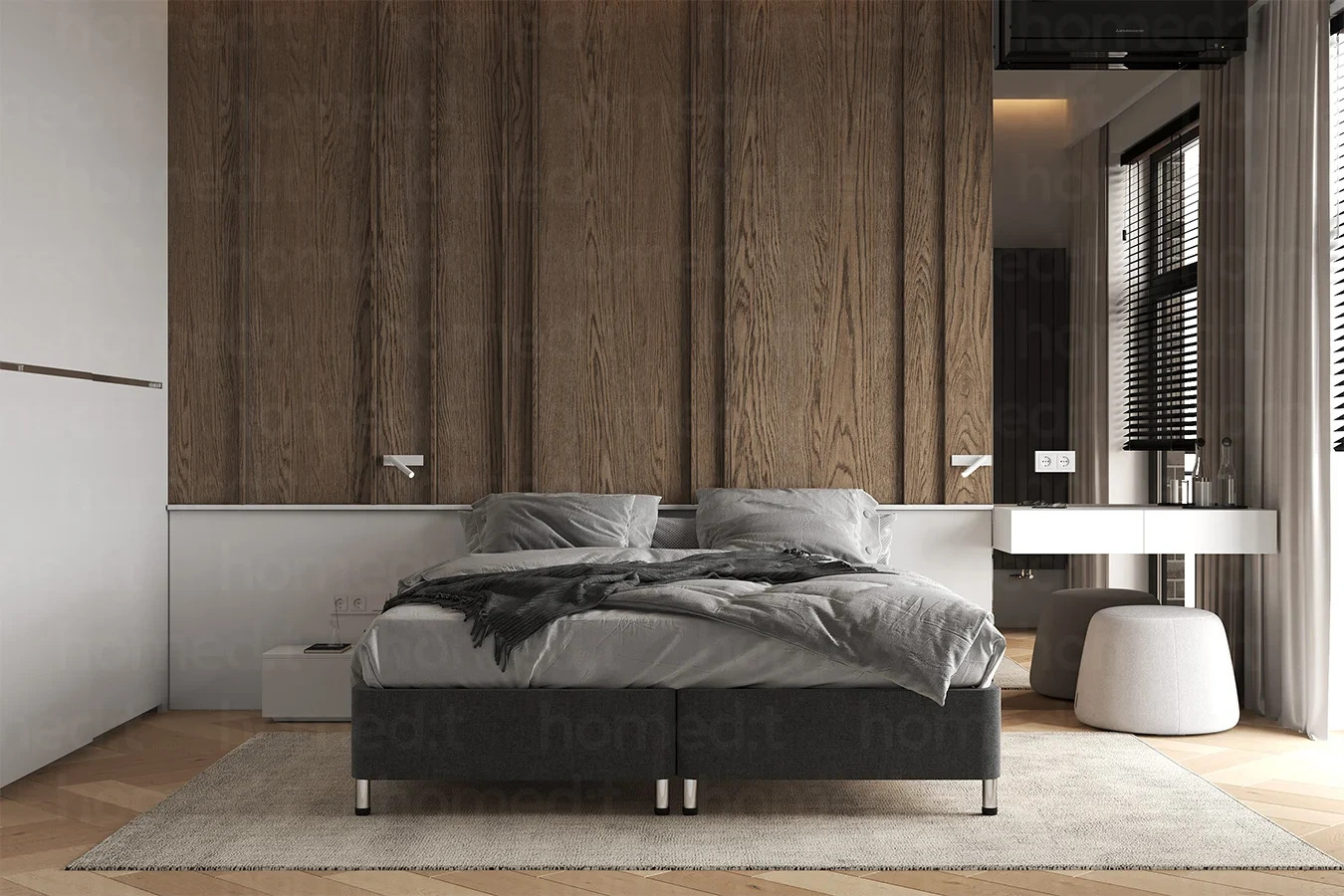 На фото: Кровать "Верона" Bahama Graphite фото в интерьере